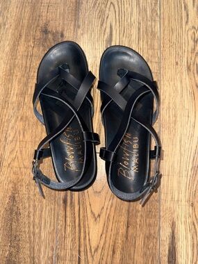 Blowfish Black Cross-Strap Ankle Sandals
